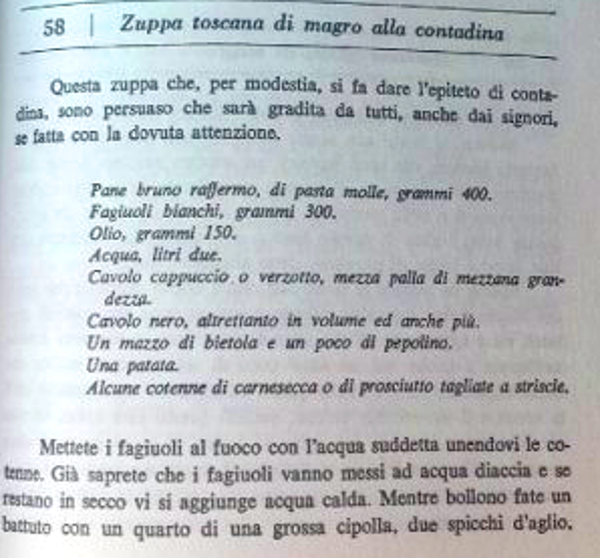 Zuppa toscana di magro alla contadina di Pellegrino Artusi