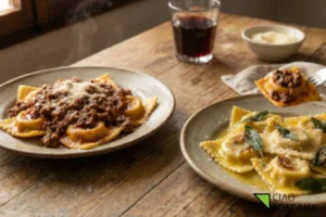 L'autentico sapore del Mugello i nostri Tortelli fatti a mano, serviti con il classico ragù toscano o con burro e salvia. Il finale perfetto per la tua guida alla pasta fresca